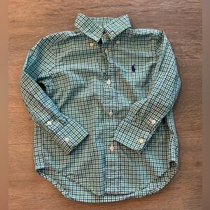 Vintage 90s Polo Ralph Lauren Plaid Check Button Down Long Sleeve Shirt Green